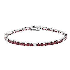 True Ruby & Diamond Tennis Bracelet 14K White Gold