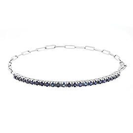 True 1.16Cttw Blue Sapphire Tennis Bracelet 14K White Gold