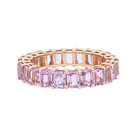 True Emerald Cut Pink Sapphire Eternity Band Ring 14K Yellow Gold