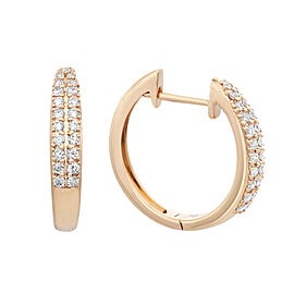 True Prong Set Round Cut Diamond Huggie Earrings 18K Yellow Gold