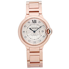 Cartier Ballon Bleu 18K Rose Gold Diamond Silver Dial Ladies Watch