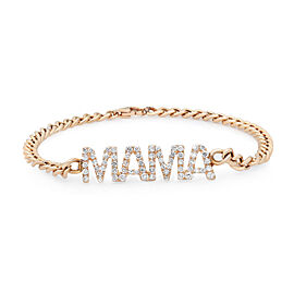 Diamond MAMA Cuban Link Chain Bracelet 14K Yellow Gold