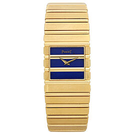 Piaget Polo 18K Yellow Gold Blue Dial Quartz Mens Watch