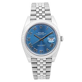 Rolex Datejust 41 Steel 18k Gold Bezel Jubilee Blue Roman Dial Mens Watch