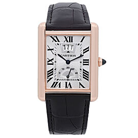 Cartier Tank Louis XL 18K Rose Gold Silver Dial Hand Wind Mens Watch