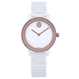 Movado Bold 36mm Ceramic White Dial Ladies Quartz Watch