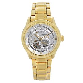 Bulova BVA Gold-Tone Steel Silver Skelton Dial Automatic Mens Watch