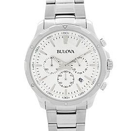 Bulova Chronograph 43mm Steel White Dial Quartz Mens Watch