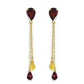 7.5 CTW 14K Solid Gold Chandelier Earrings Garnet Citrine