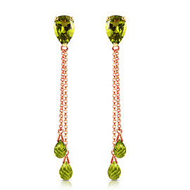 7.5 CTW 14K Solid Rose Gold Chain Drop Earrings Peridot