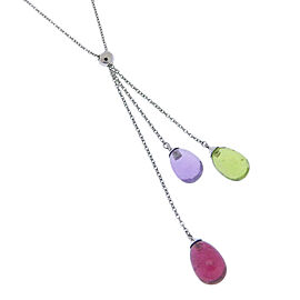 TIFFANY & Co 18K white Gold Rainbow drop Necklace LXNK-386