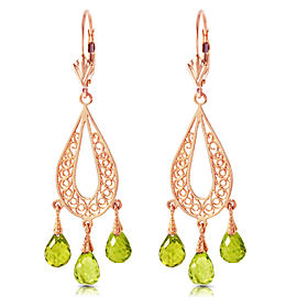 3.75 CTW 14K Solid Rose Gold Chandelier Earrings Natural Peridot