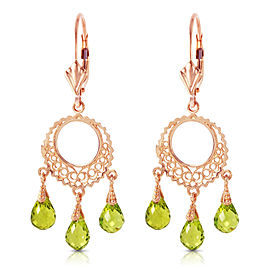 3.75 CTW 14K Solid Rose Gold Filigree Chandelier Earrings Peridot