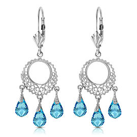 3.75 CTW 14K Solid White Gold Chandelier Earrings Blue Topaz