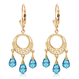 3.75 CTW 14K Solid Gold Chandelier Earrings Blue Topaz