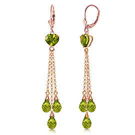 14K Solid Rose Gold Chandelier Earrings with Briolette Peridots