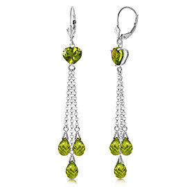 9.5 CTW 14K Solid White Gold Chandelier Earrings Briolette Peridot