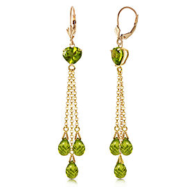 9.5 CTW 14K Solid Gold Chandelier Earrings Briolette Peridot