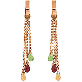 14K Solid Rose Gold Chandelier Earrings with Multi Gemstones