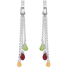 4.9 CTW 14K Solid White Gold Chandelier Earrings Multi Gemstones