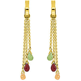 4.9 CTW 14K Solid Gold Chandelier Earrings Multi Gemstones