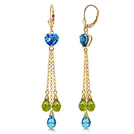 9.5 CTW 14K Solid Gold Chandelier Earrings Briolette Blue Topaz Pe