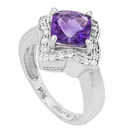 14K White Gold, 14K Yellow Gold Amethyst, Diamond Ring Size 7