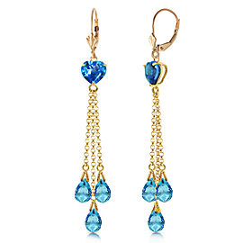 9.5 CTW 14K Solid Gold Chandelier Earrings Briolette Blue Topaz