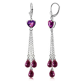 9.5 CTW 14K Solid White Gold Chandelier Earrings Briolette Amethyst