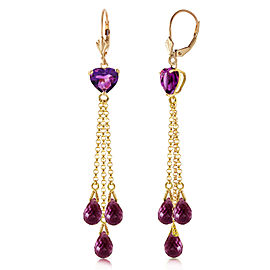 9.5 CTW 14K Solid Gold Chandelier Earrings Briolette Amethyst