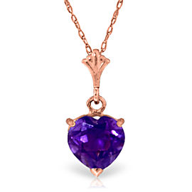 1.15 CTW 14K Solid Rose Gold Necklace Natural Purple Amethyst