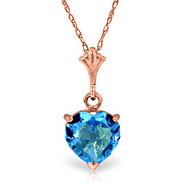 1.15 CTW 14K Solid Rose Gold Proud Heart Blue Topaz Necklace