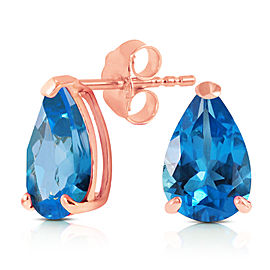 3.15 CTW 14K Solid Rose Gold Stud Earrings Natural Blue Topaz