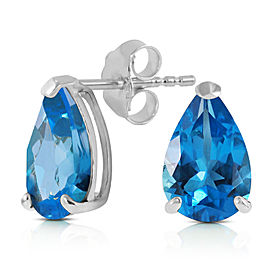 3.15 CTW 14K Solid White Gold Stud Earrings Natural Blue Topaz