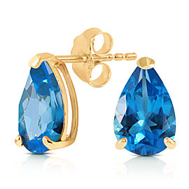 3.15 CTW 14K Solid Gold Stud Earrings Natural Blue Topaz