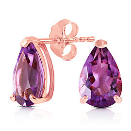 3.15 CTW 14K Solid Rose Gold Stud Earrings Natural Amethyst