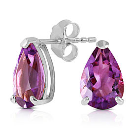 3.15 CTW 14K Solid White Gold Stud Earrings Natural Amethyst