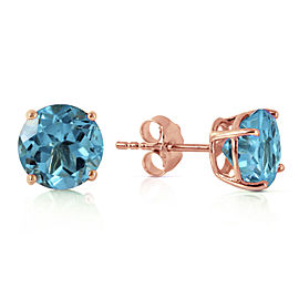 3.1 CTW 14K Solid Rose Gold Anna Blue Topaz Stud Earrings