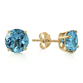 3.1 CTW 14K Solid Gold Shutting The Eye Blue Topaz Earrings