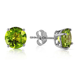 3.1 CTW 14K Solid White Gold Stud Earrings Natural Peridot