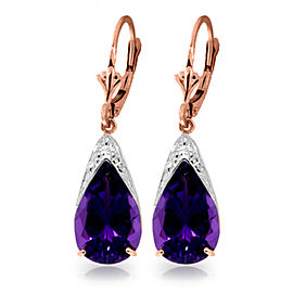 10 CTW 14K Solid Rose Gold Leverback Earrings Natural Amethyst