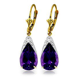 10 CTW 14K Solid Gold Leverback Earrings Natural Amethyst