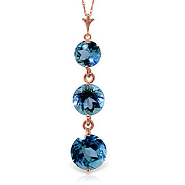 3.6 CTW 14K Solid Rose Gold Rainfall Blue Topaz Necklace