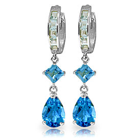 5.62 CTW 14K Solid White Gold Glint In Your Eyes Blue Topaz Earrings