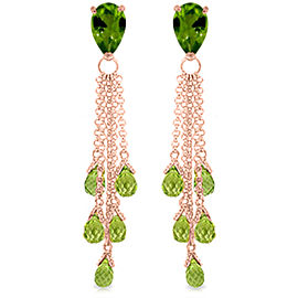 15.5 CTW 14K Solid Rose Gold Chandelier Earrings Briolette Peridot