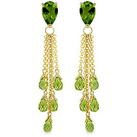 15.5 CTW 14K Solid Gold Playful Peridot Earrings