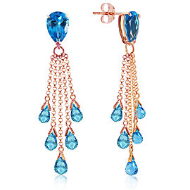 15.5 CTW 14K Solid Rose Gold Chandelier Earrings Briolette Blue Topaz