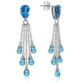 15.5 CTW 14K Solid White Gold The Chosen Path Blue Topaz Earrings