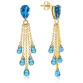 15.5 CTW 14K Solid Gold Playful Blue Topaz Earrings