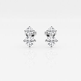 1.00 ct.tw. Round Diamond Two Stone Stud Earrings 14K Rose Gold